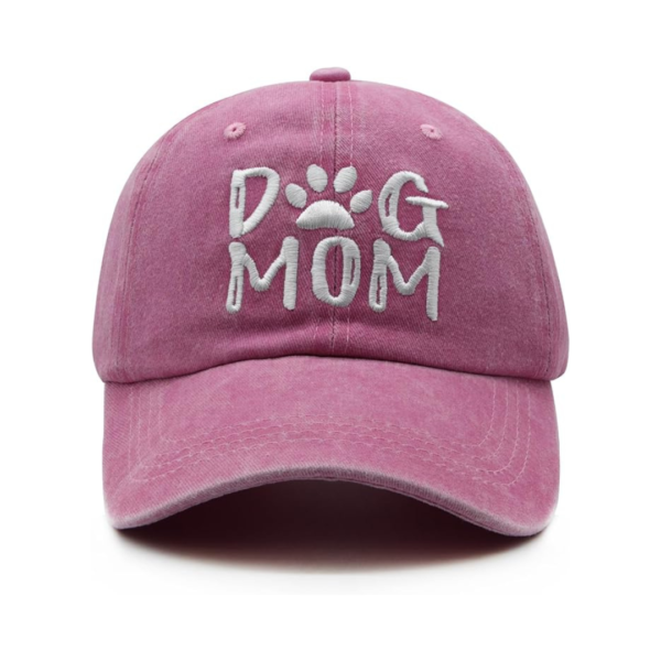 Dog Mom Distressed Pink Denim Cap